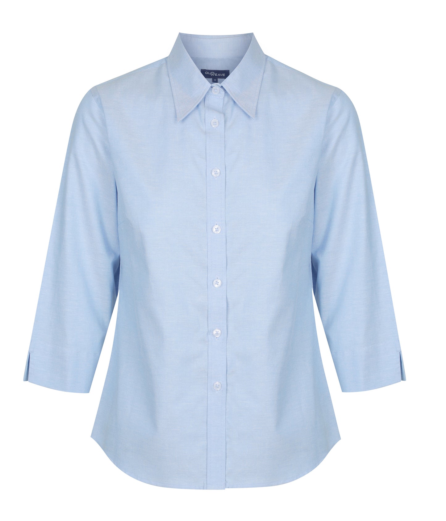 Womens Oxford Weave 3/4 Sleeve Shirt