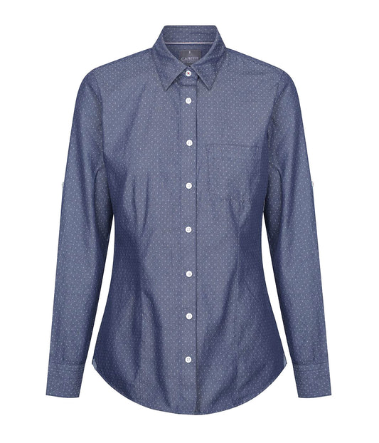Womens Wellington Denim Dobby Long Sleeve Shirt