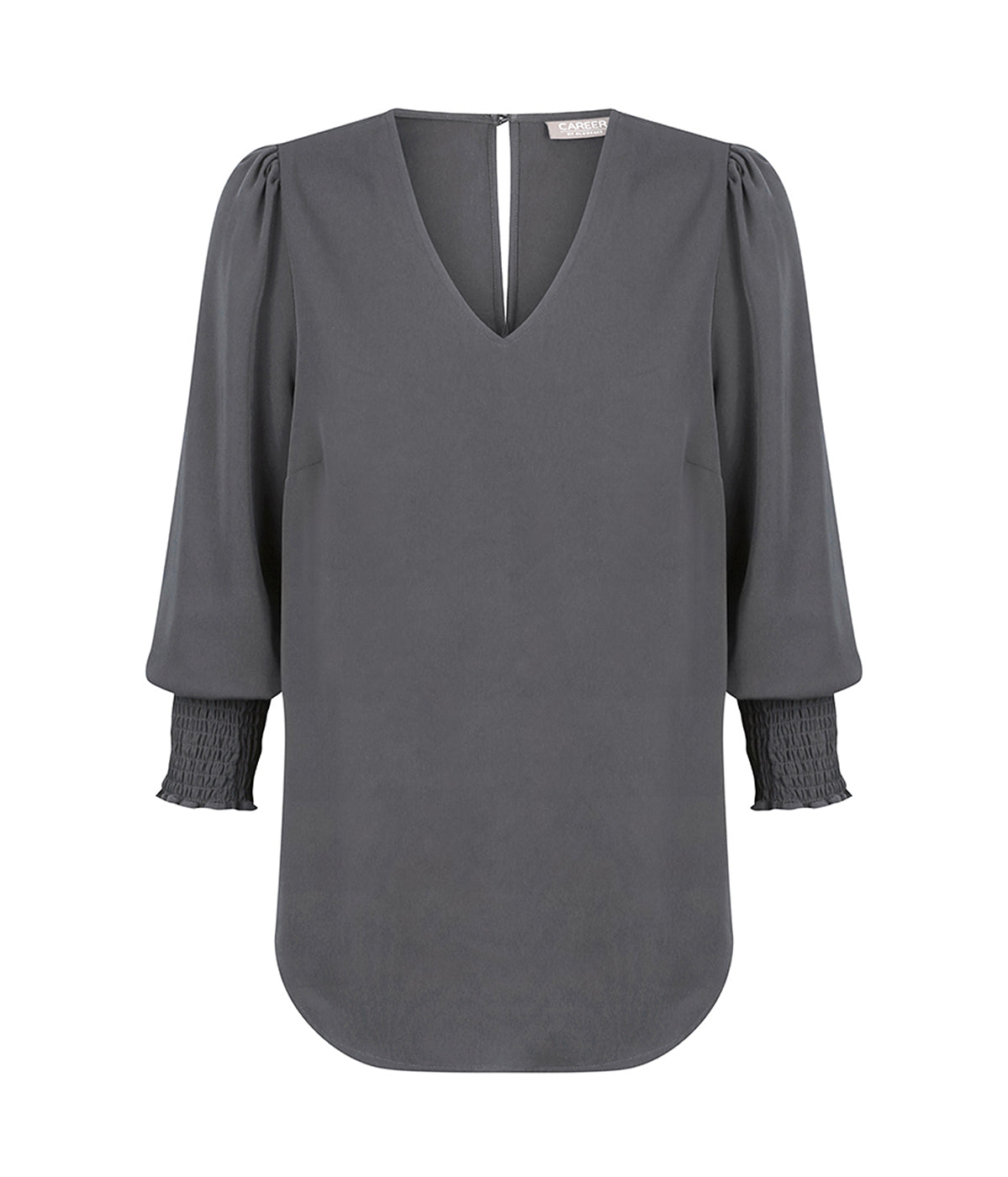 Womens Cleo Shirred Cuff V Neck
