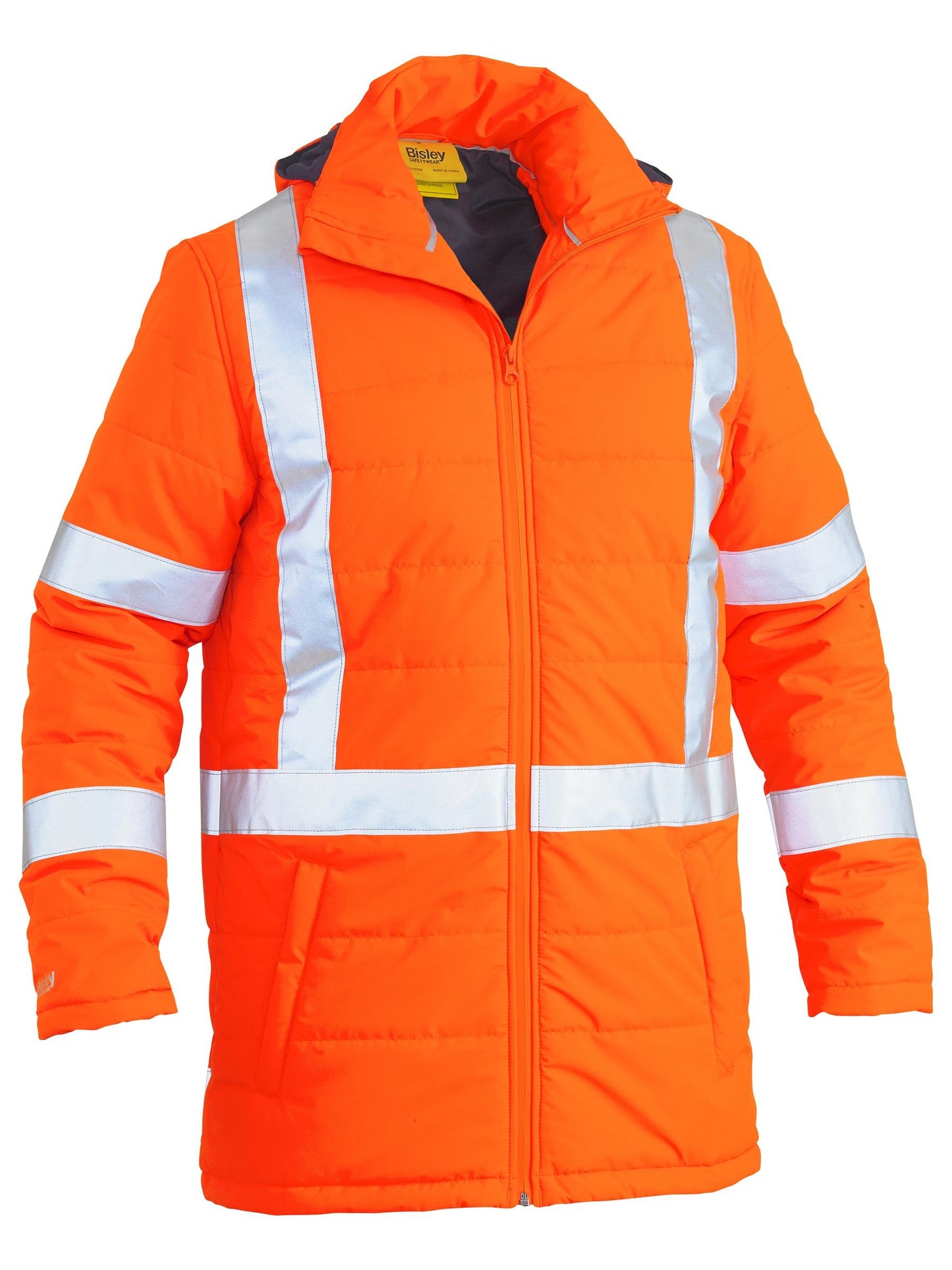 Taped Hi Vis Puffer Jacket with X Back - 1 - Jacket