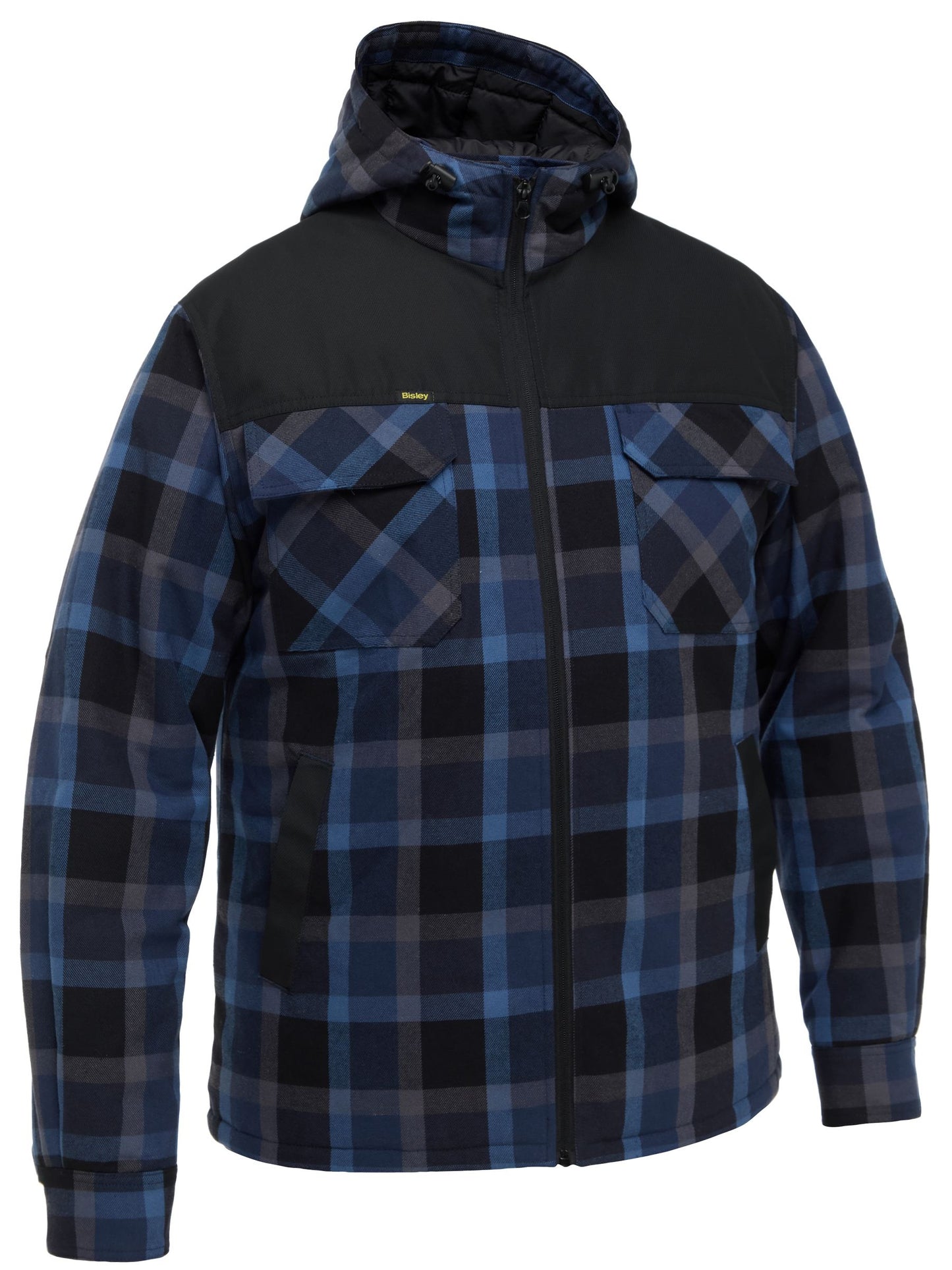 Contrast Check Zip Front Hoodie - 1 - Hoodie