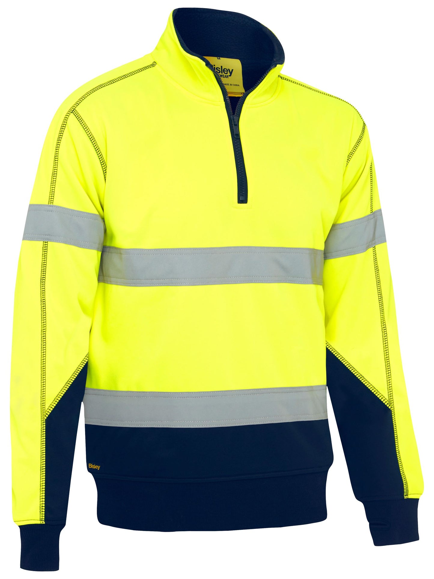 Taped Hi Vis 1/4 Zip Fleece Pullover with Sherpa Lining - 2 - Fleece