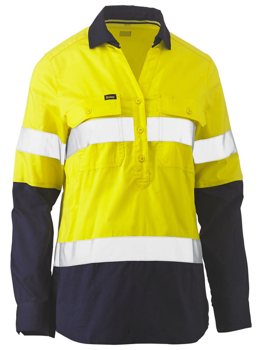 Womens Taped Hi Vis Stretch Closed Front Shirt