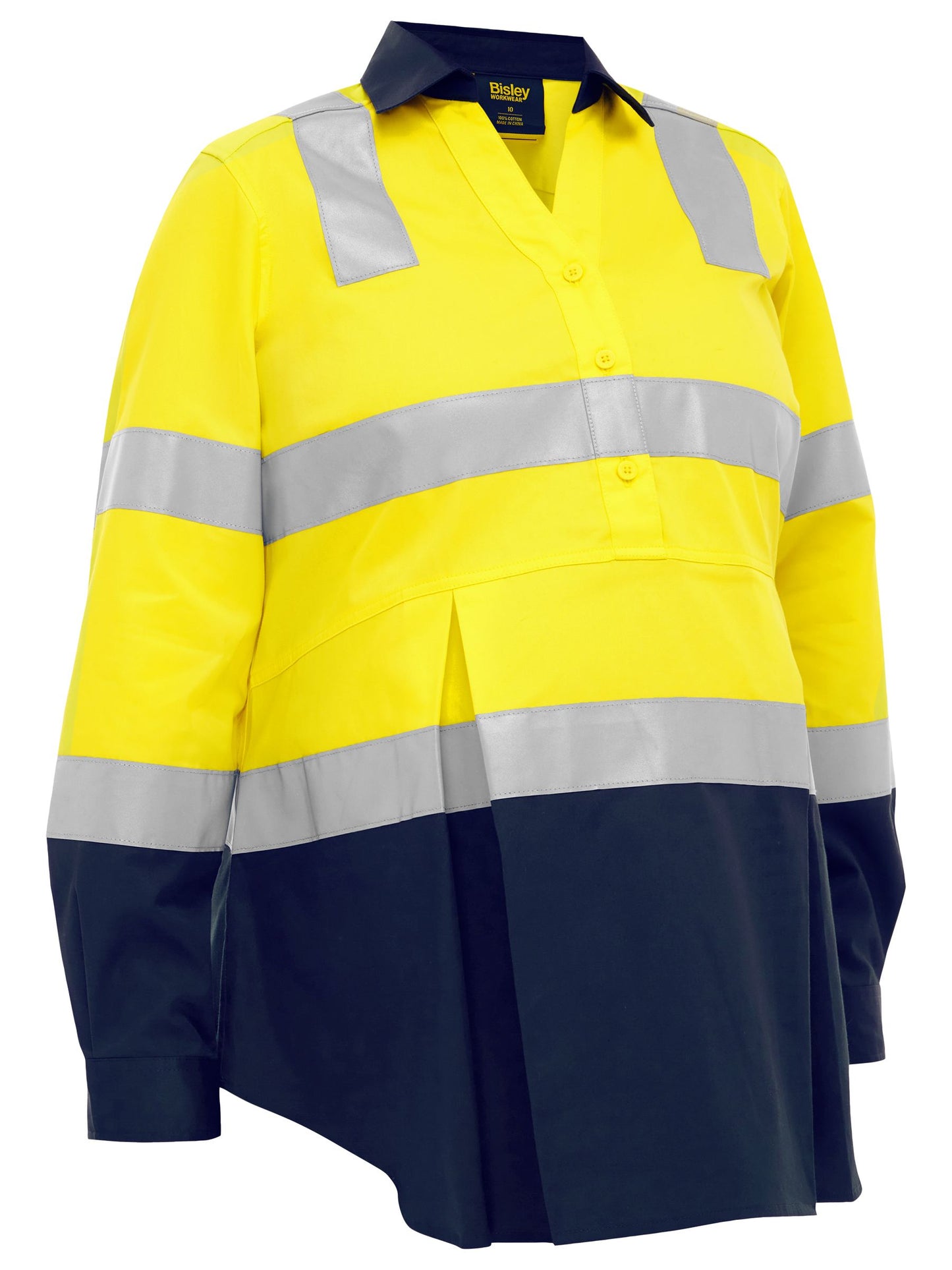 Women's Taped Two Tone Hi Vis Closed Front Maternity Shirt - 2 - Shirt