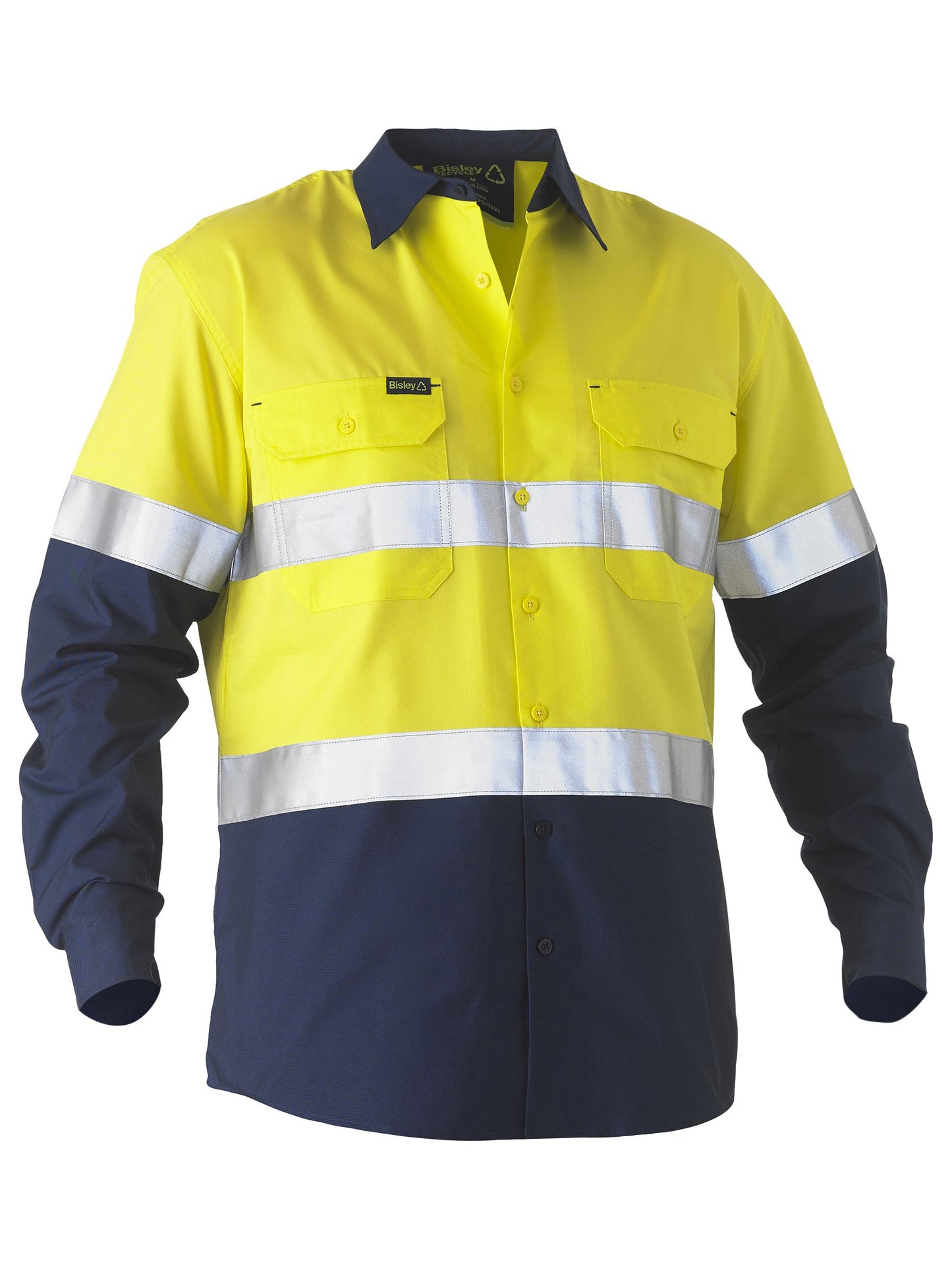 Bisley Recycle Taped Two Tone Hi Vis Drill Shirt - 2 - Shirt