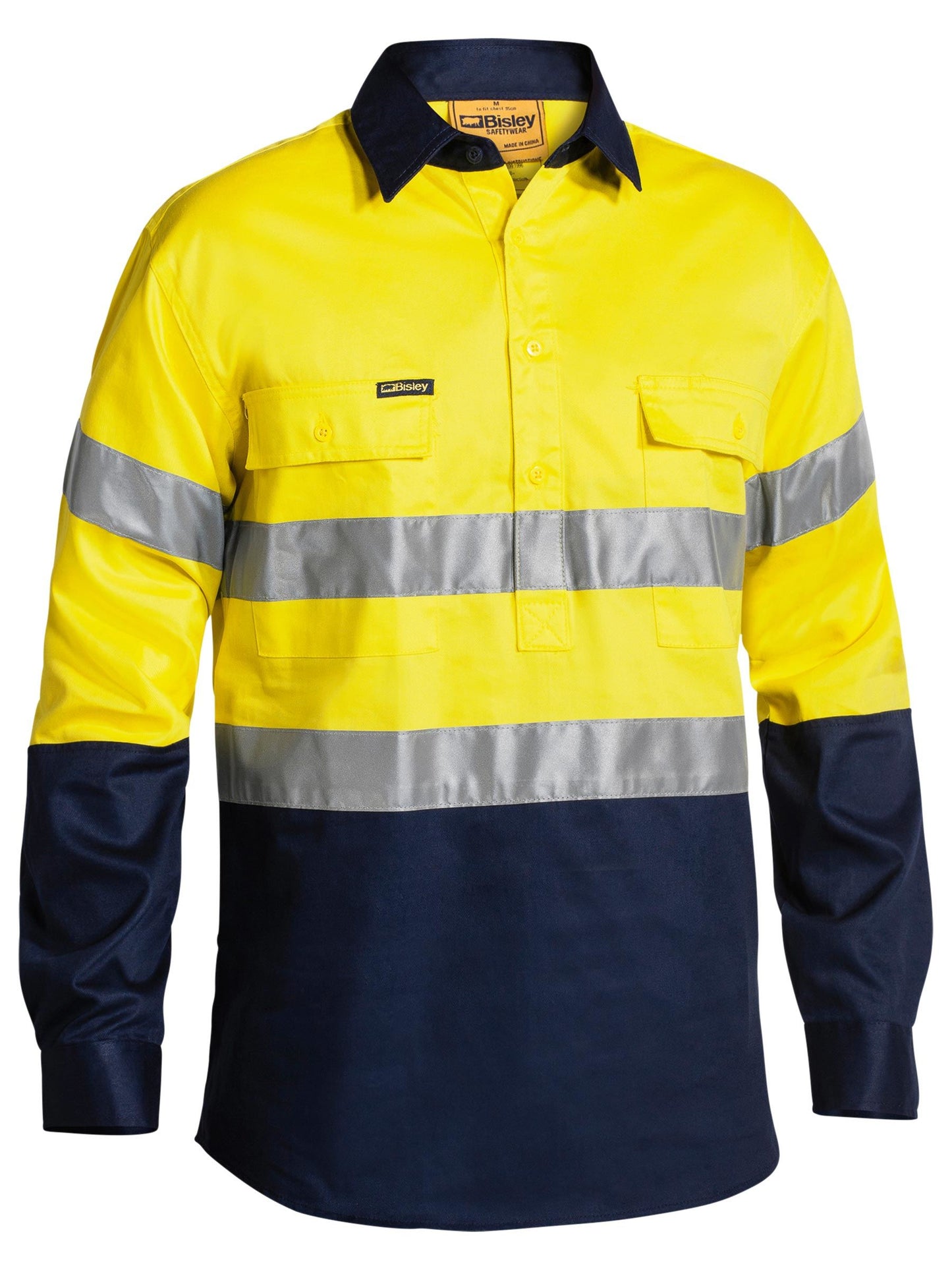 Taped Hi Vis Closed Front Drill Shirt - 2 - Shirt