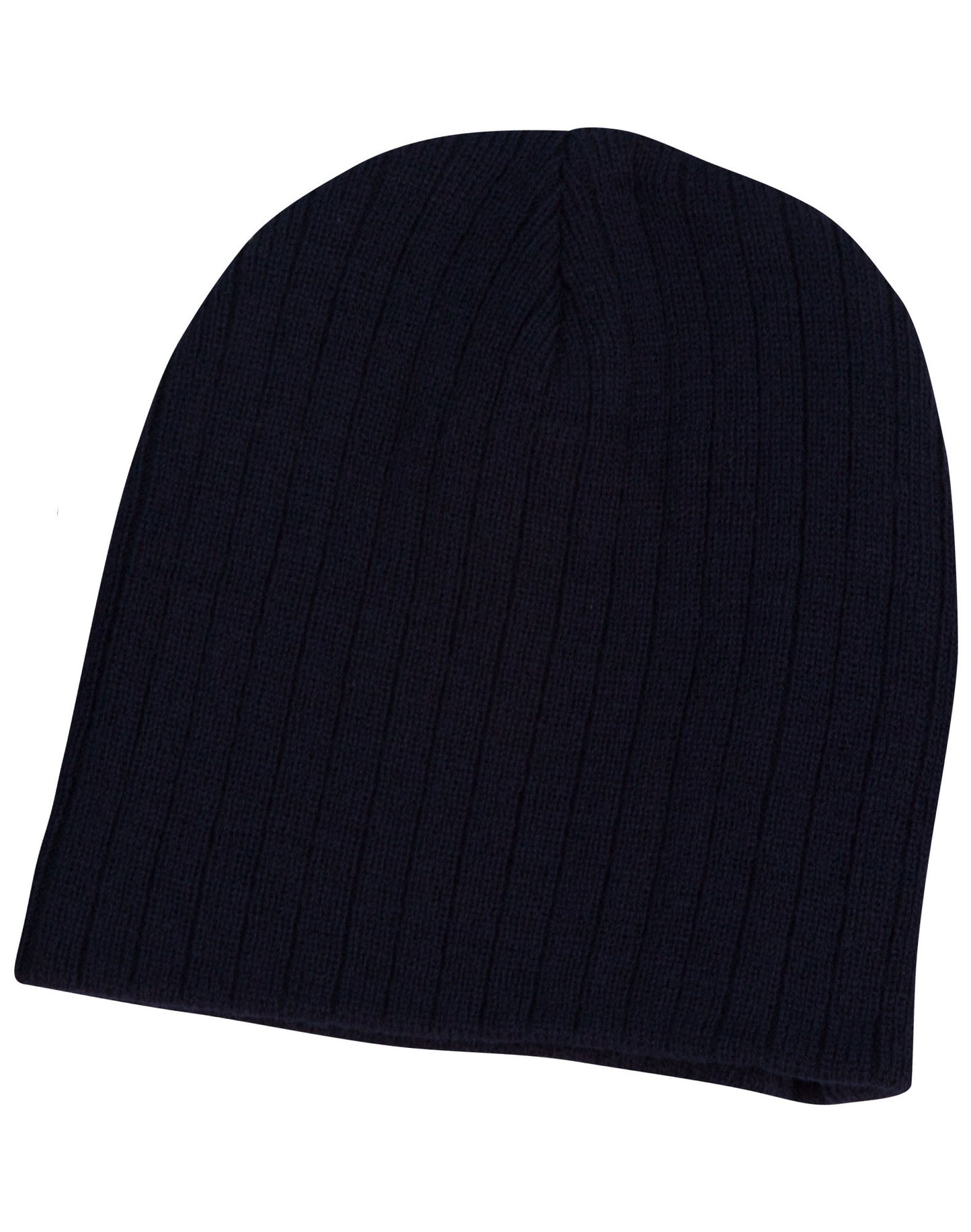 Acrylic knit beanie with cable row feature