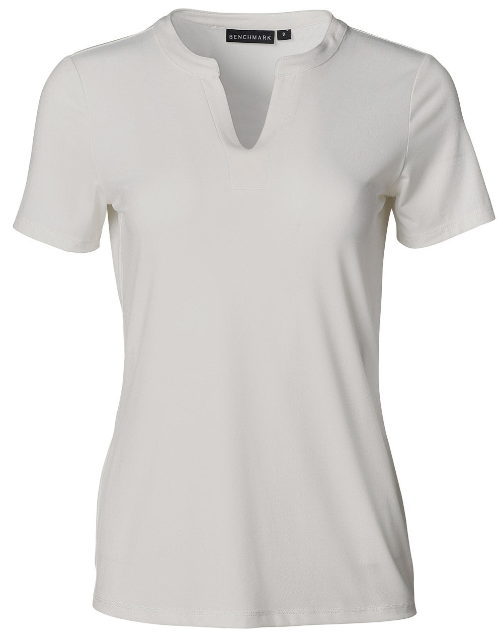 Ladies' V-neck with Tab S/S Knit Top