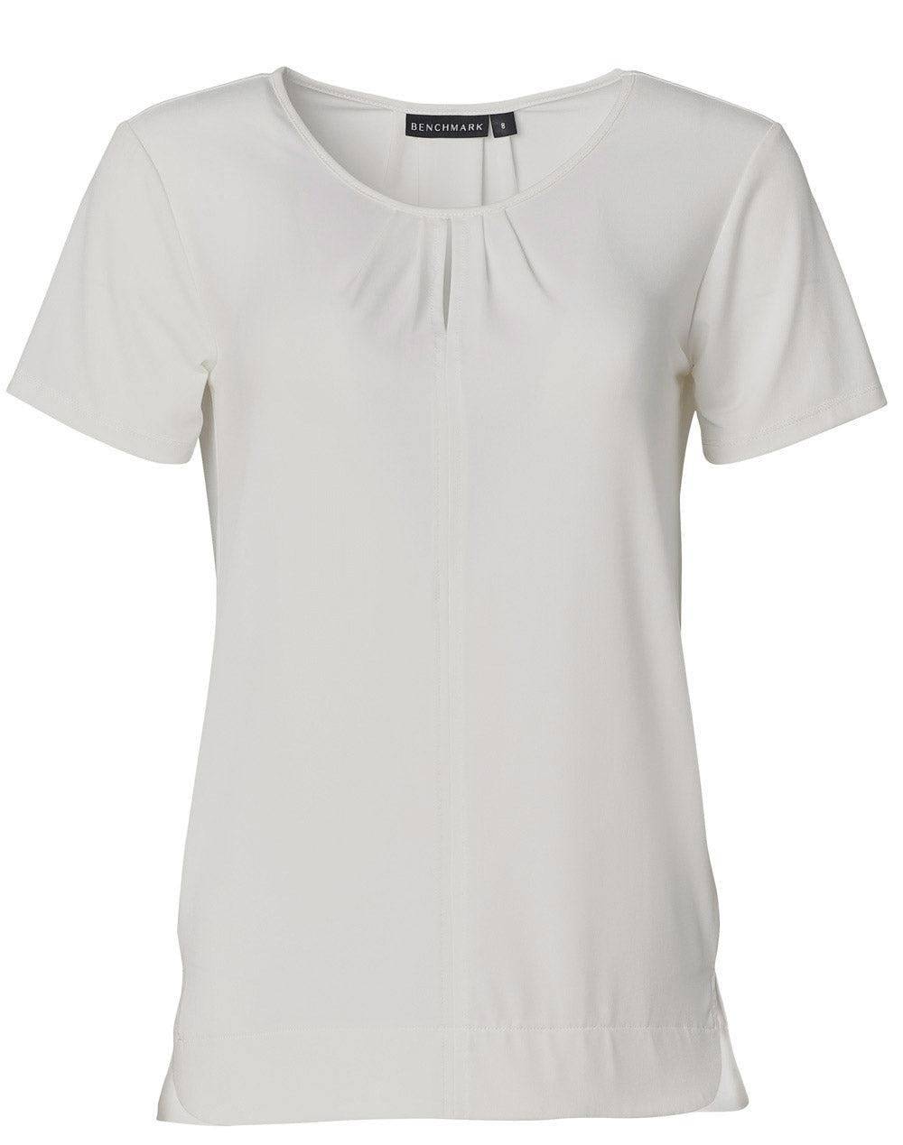 Ladies' Round Neck with Pleats S/S Knit Top