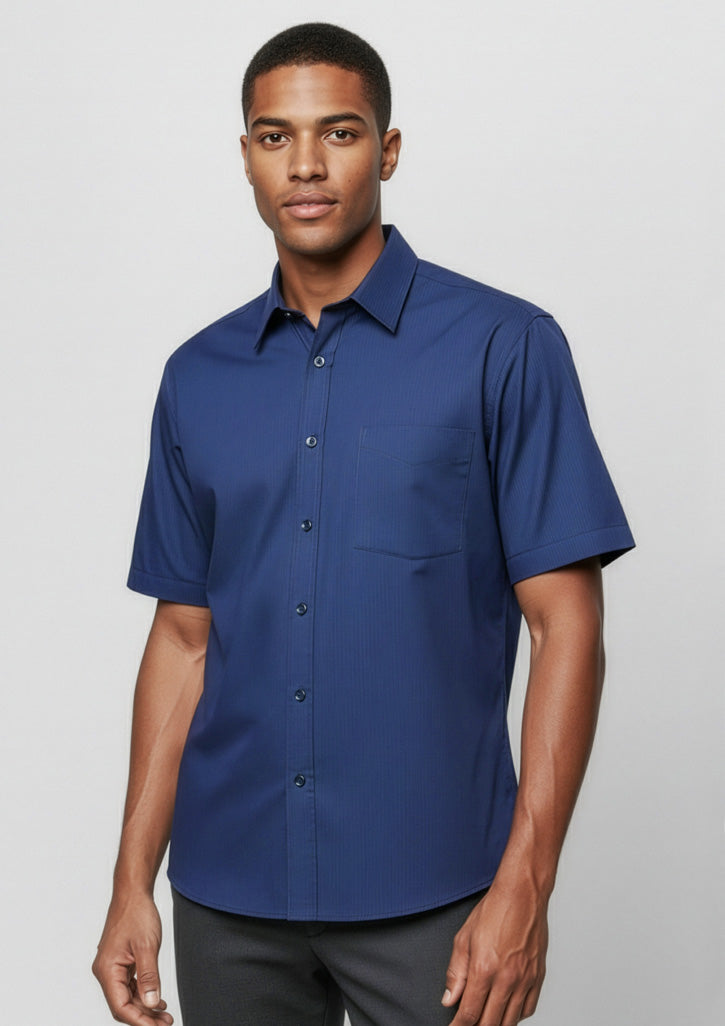 Mens Micro Check Short Sleeve Shirt - 2 - Shirt