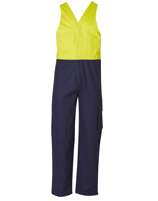 Hi-His Two Tone Men's Cotton Drill Action Back Overall-Stout