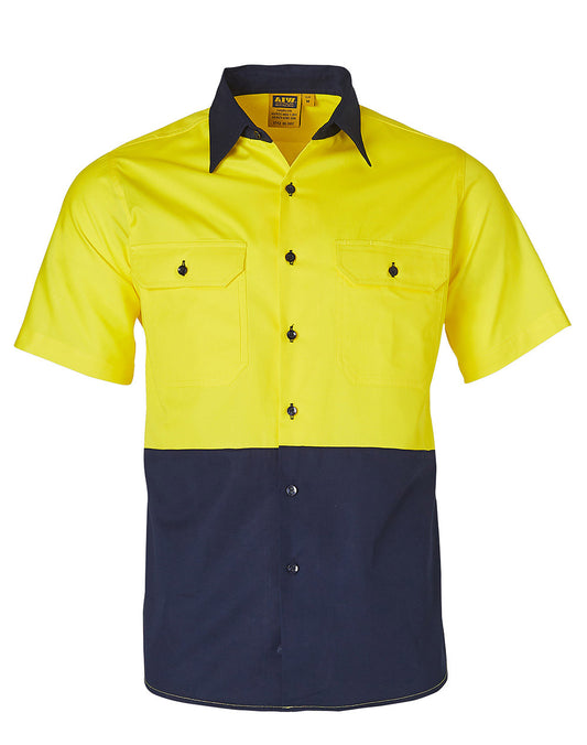 Hi-Vis two tone cool-breeze S/S cotton work shirt