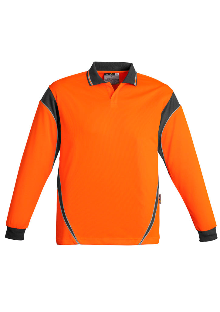 Mens Hi Vis Aztec Long Sleeve Polo - 3 - Polo
