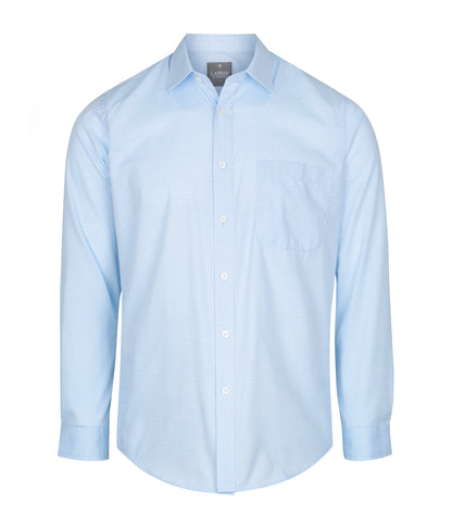 Mens Textured Mini Check Long Sleeve Shirt