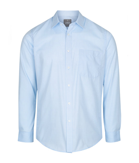 Mens Textured Mini Check Long Sleeve Shirt
