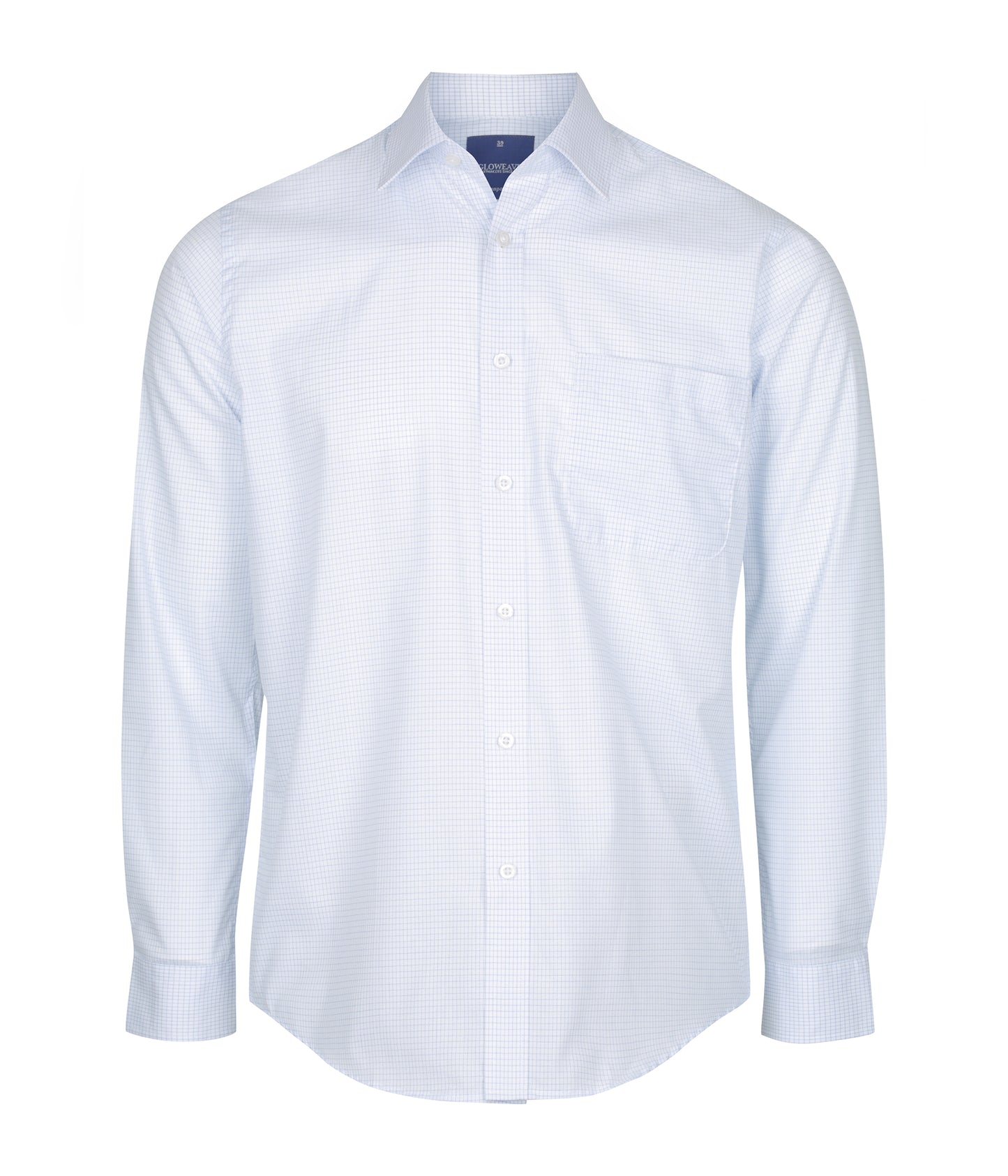 Mens Textured Mini Check Long Sleeve Shirt
