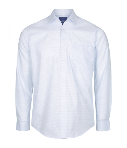 Mens Textured Mini Check Long Sleeve Shirt