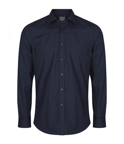 Mens Nicholson Premium Poplin Long Sleeve Shirt - Slim Fit