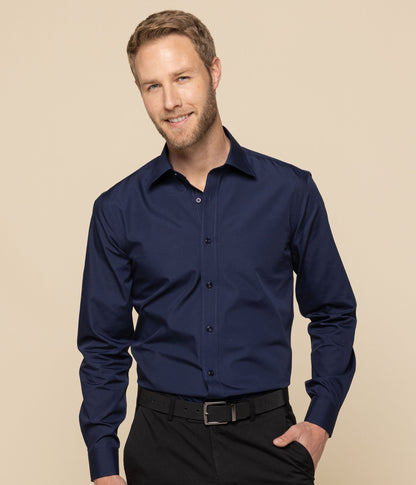 Mens Nicholson Premium Poplin Long Sleeve Shirt - Slim Fit