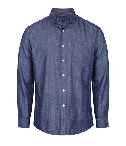 Mens Wellington Denim Dobby Long Sleeve Shirt