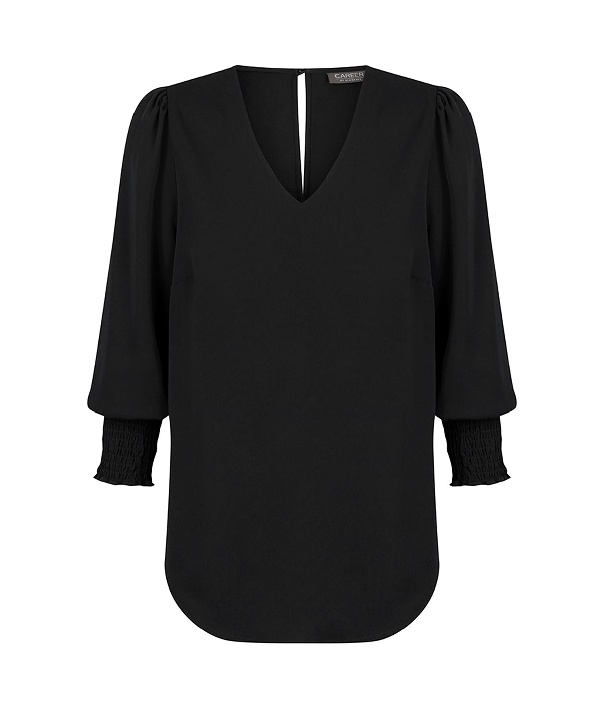 Womens Cleo Shirred Cuff V Neck