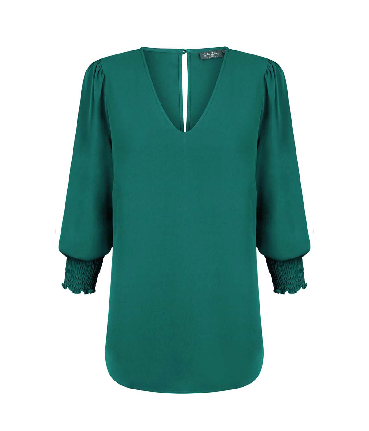Womens Cleo Shirred Cuff V Neck