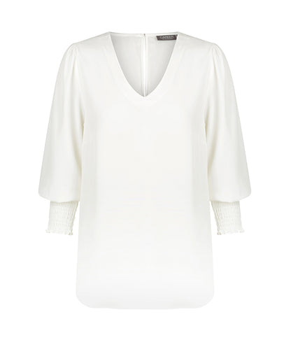 Womens Cleo Shirred Cuff V Neck