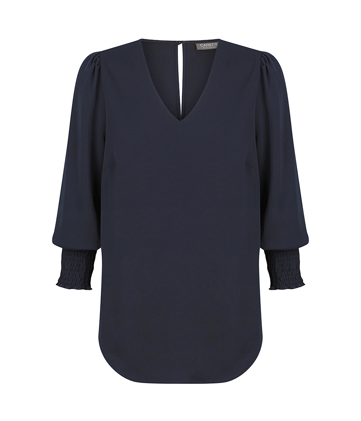 Womens Cleo Shirred Cuff V Neck