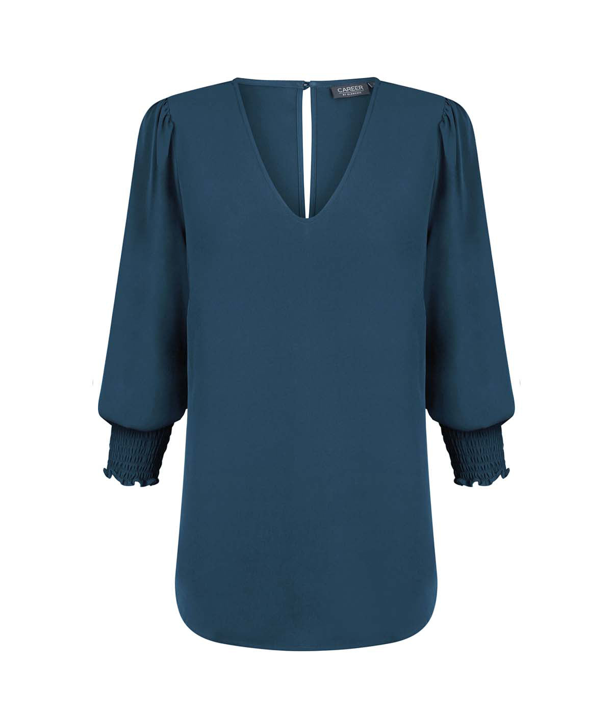 Womens Cleo Shirred Cuff V Neck