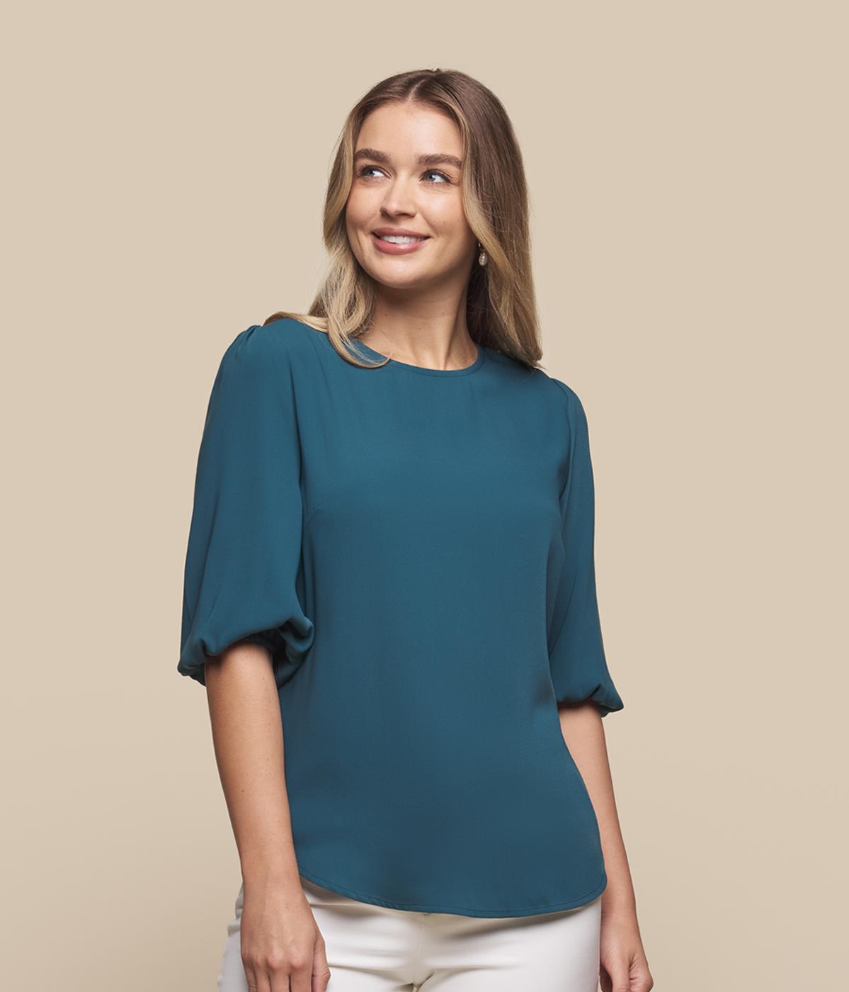 Womens Poppy Puff Sleeve Top
