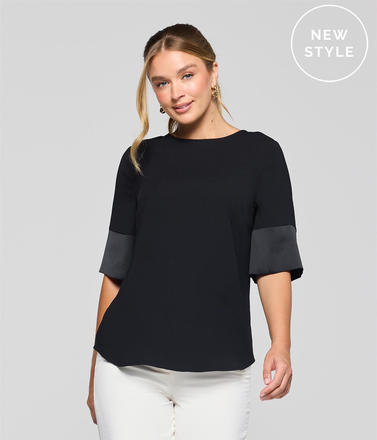 Womens Celine Contrast Cuff Top