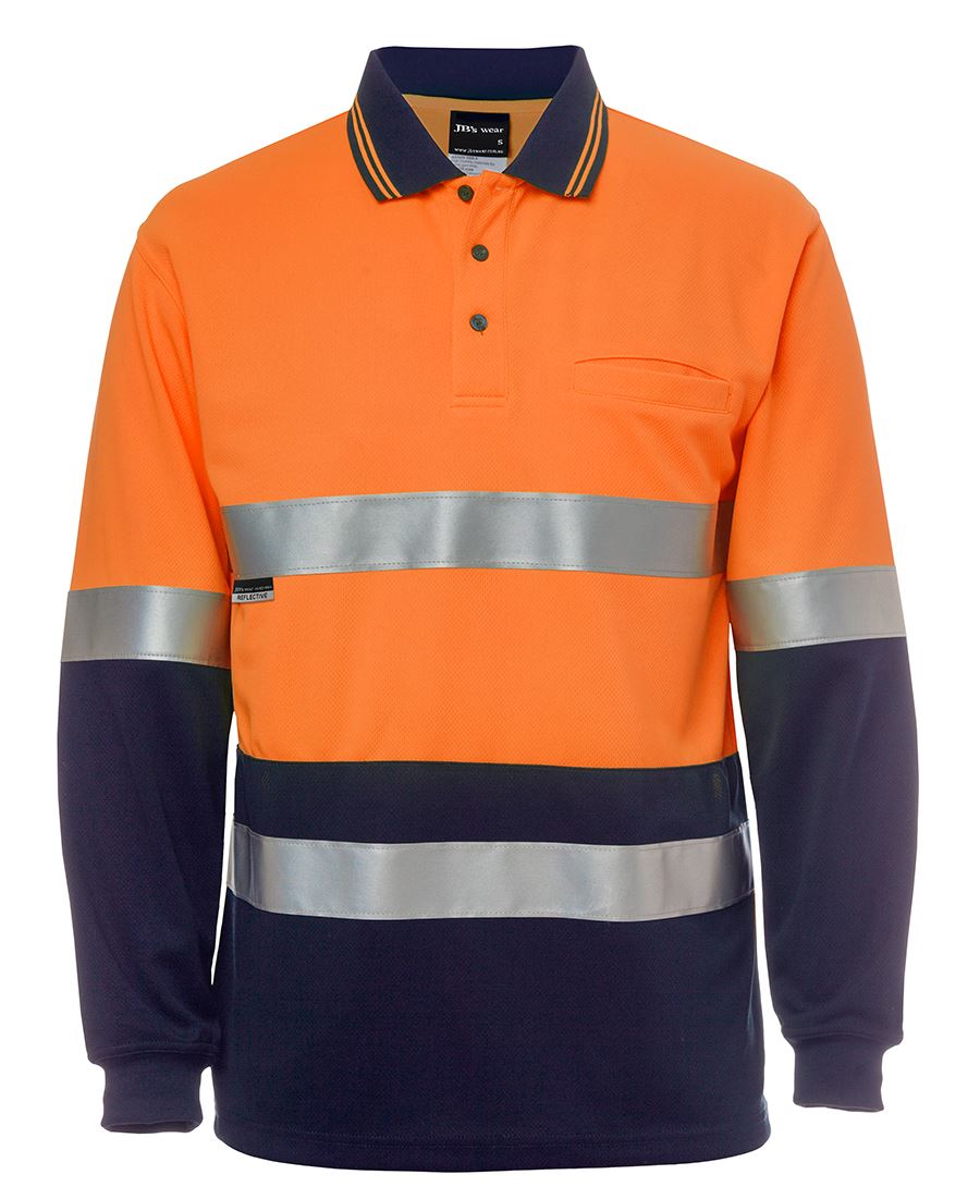 JB's HV L/S (D+N) COTTON BACK POLO ORANGE/NVY