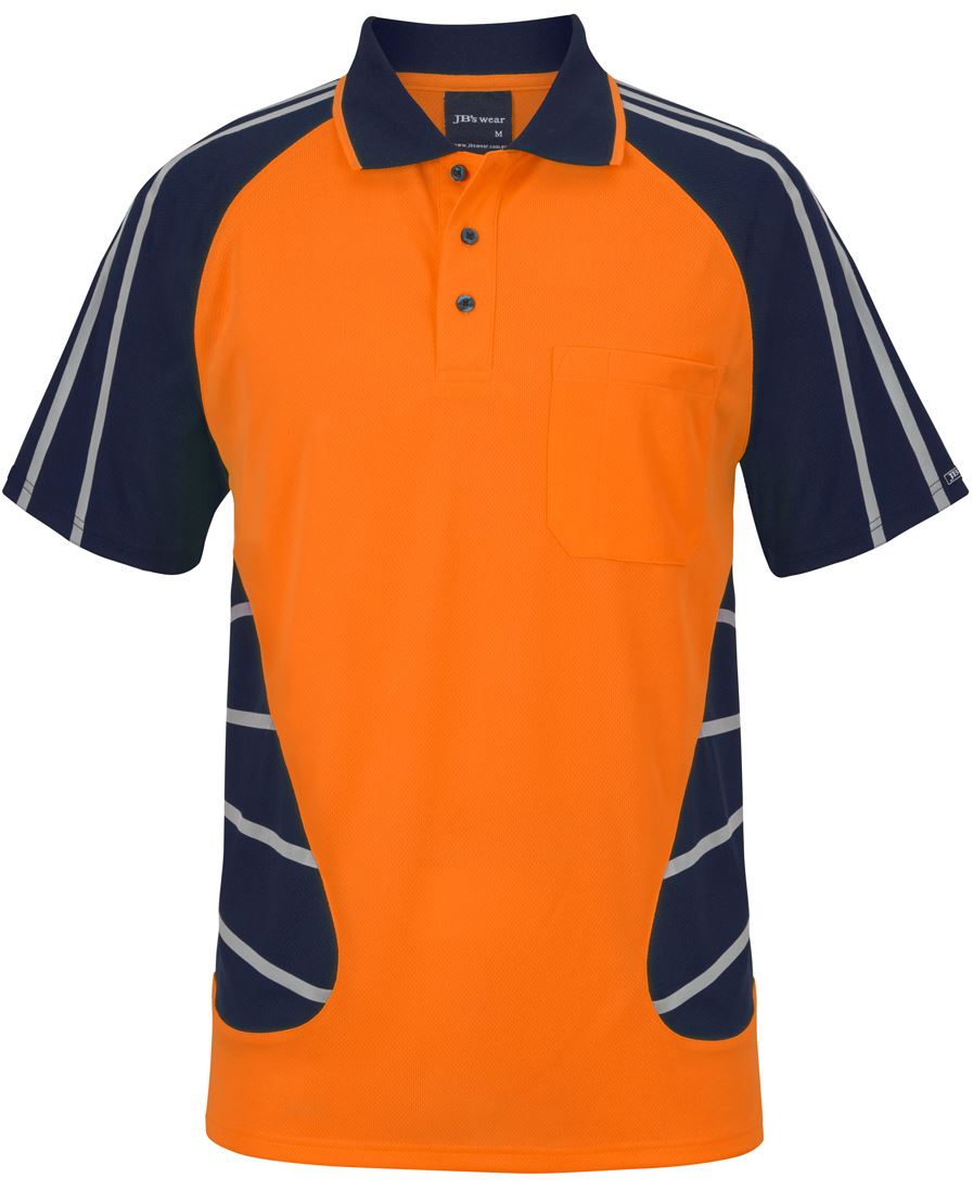 JB's STREET SPIDER POLO W/ REFLECTIVE STRIPE ORANGE/NVY
