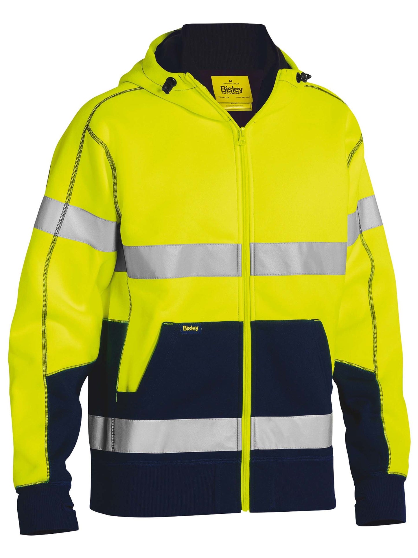 Taped Hi Vis Zip Fleece Hoodie with Sherpa Lining - 2 - Hoodie
