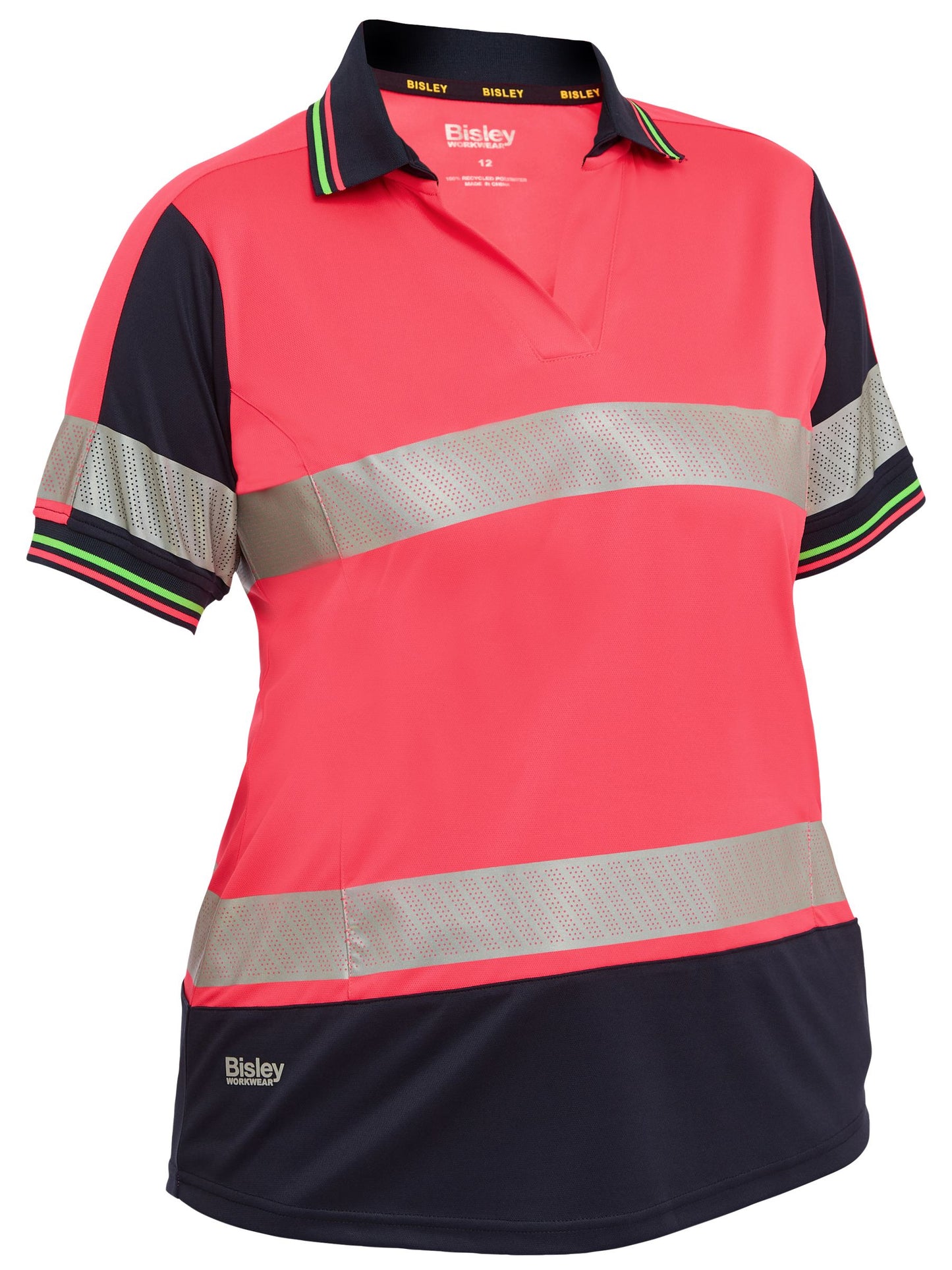 Women's Taped Two Tone Hi Vis V-Neck Polo - 1 - Polo
