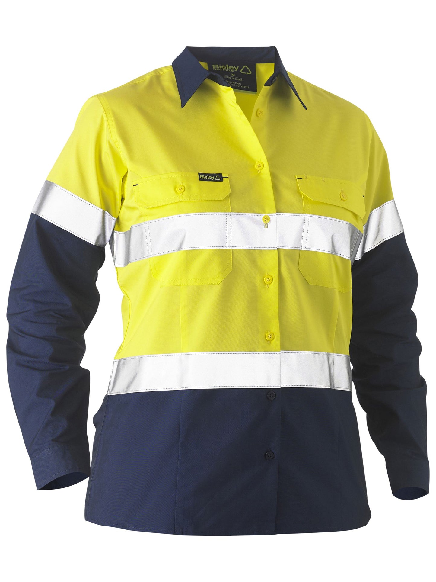 Recycle Women's Taped Two Tone Hi Vis Drill Shirt - 2 - Shirt