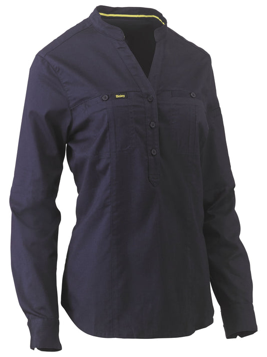Women's Stretch V-Neck Closed Front Shirt