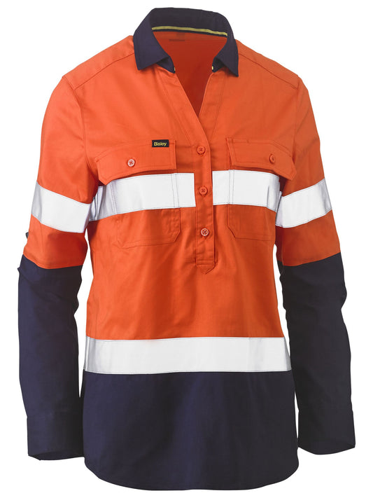 Womens Taped Hi Vis Stretch Closed Front Shirt