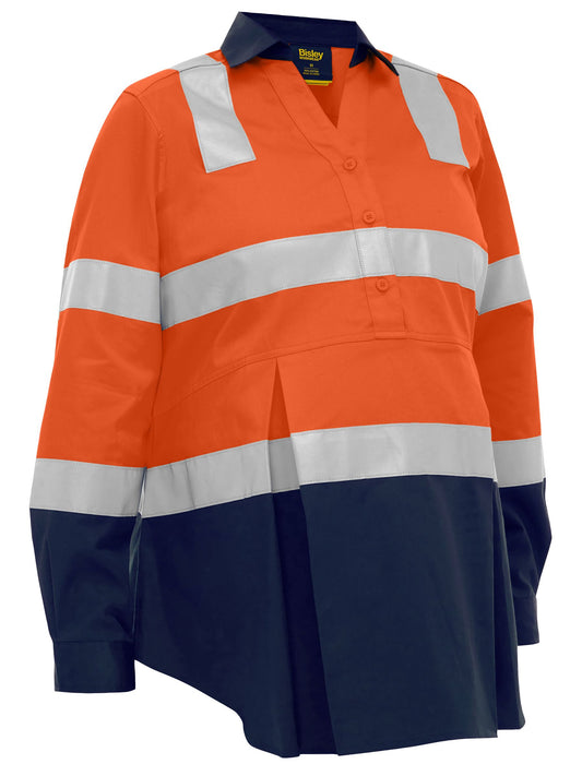 Women's Taped Two Tone Hi Vis Closed Front Maternity Shirt