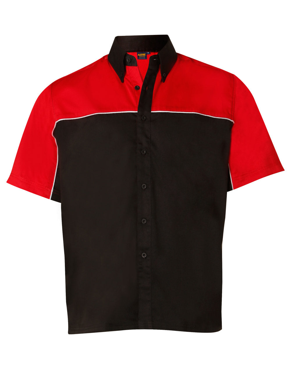 Men's tri-color poly/cotton twill shirt white piping