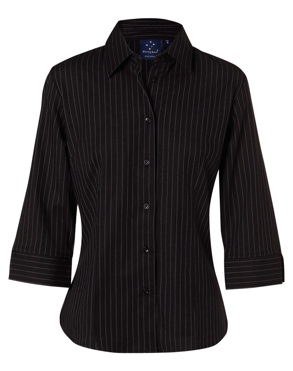 Ladies 3/4 Sleeve Stretch Stripe Shirt