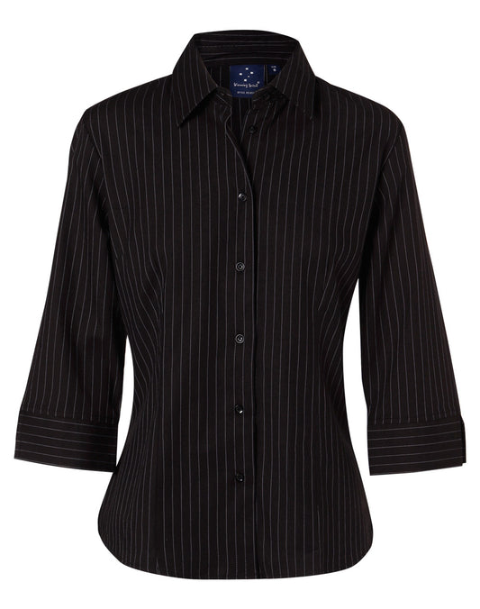 Ladies 3/4 Sleeve Stretch Stripe Shirt