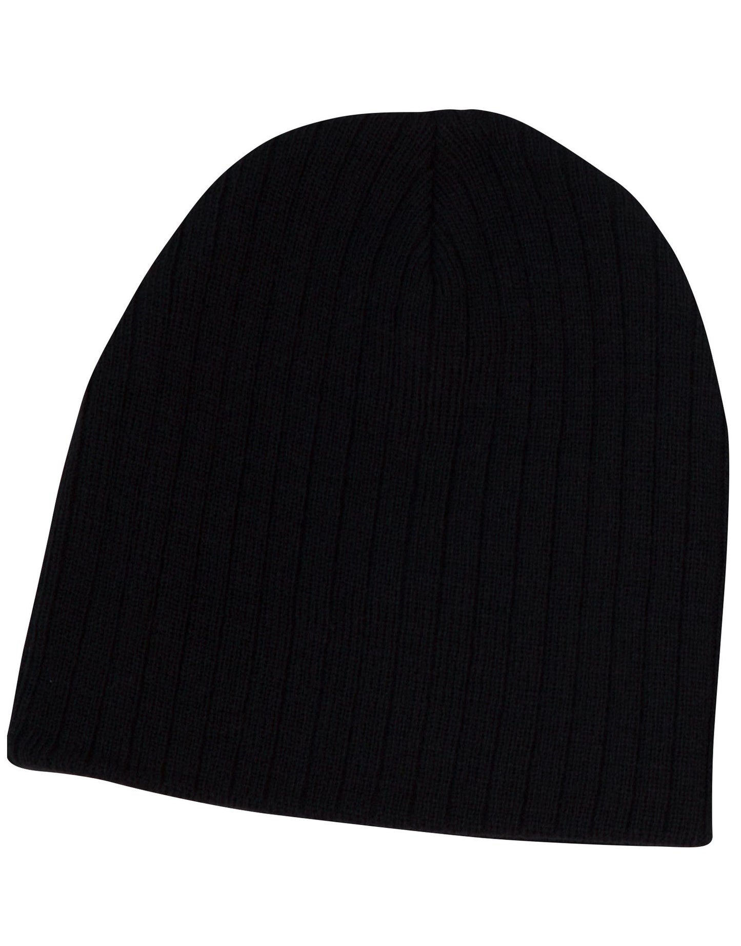 Acrylic knit beanie with cable row feature