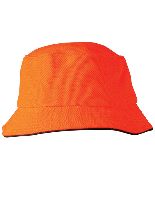 Pique mesh with sandwich trim bucket hat