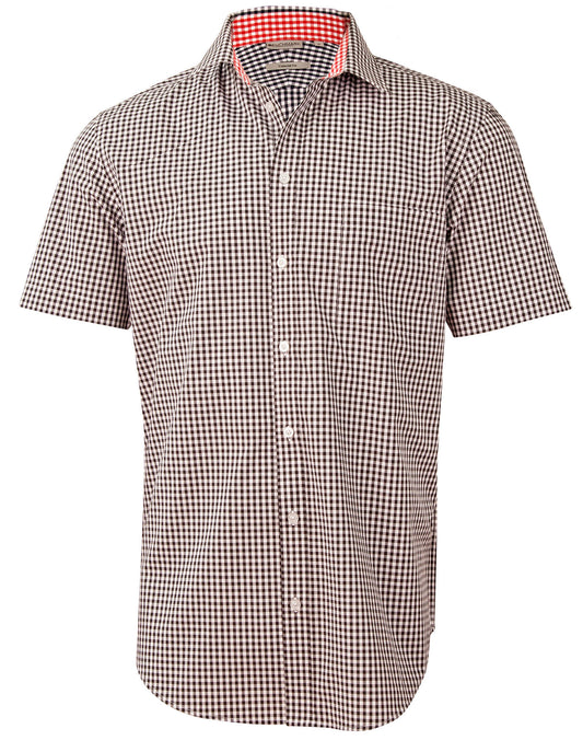 Men's Gingham Check Contrast Collar S/S Shirt