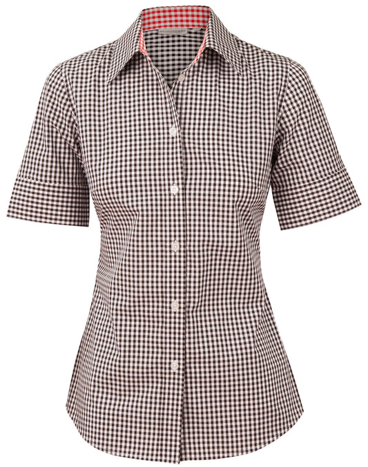 Women's Gingham Check Contrast Collar S/S Shirt