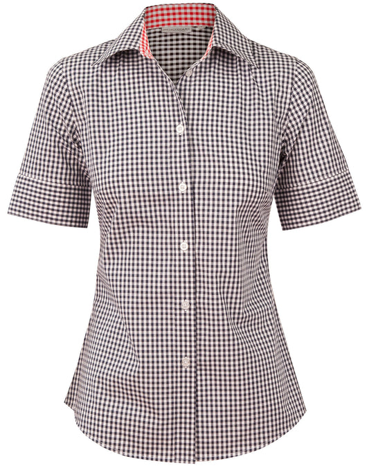 Women's Gingham Check Contrast Collar S/S Shirt