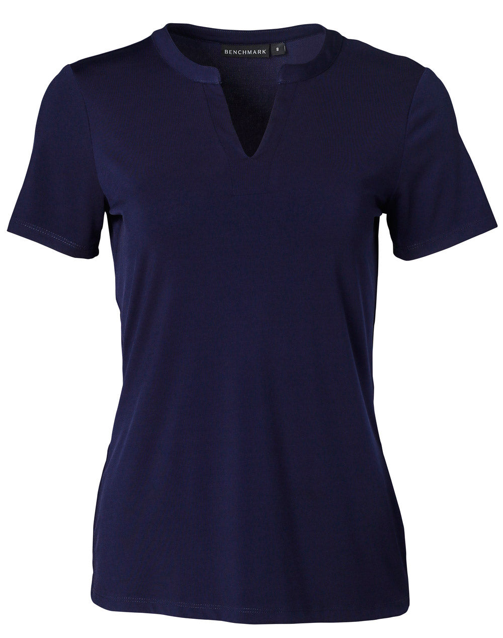 Ladies' V-neck with Tab S/S Knit Top