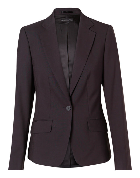 Women's One Button Cropped Jacket in Poly/Viscose Stretch