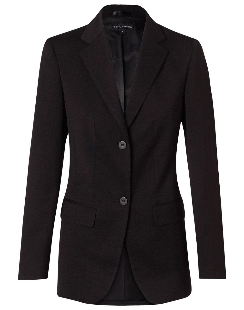 Women's Two Buttons Mid Length Jacket in Poly/Viscose Stretch